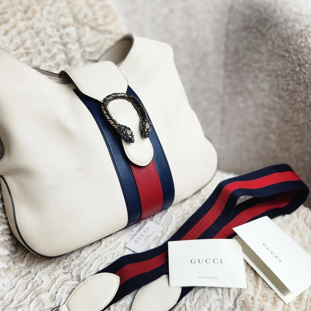 Gucci Cream and Navy Hobo Bag